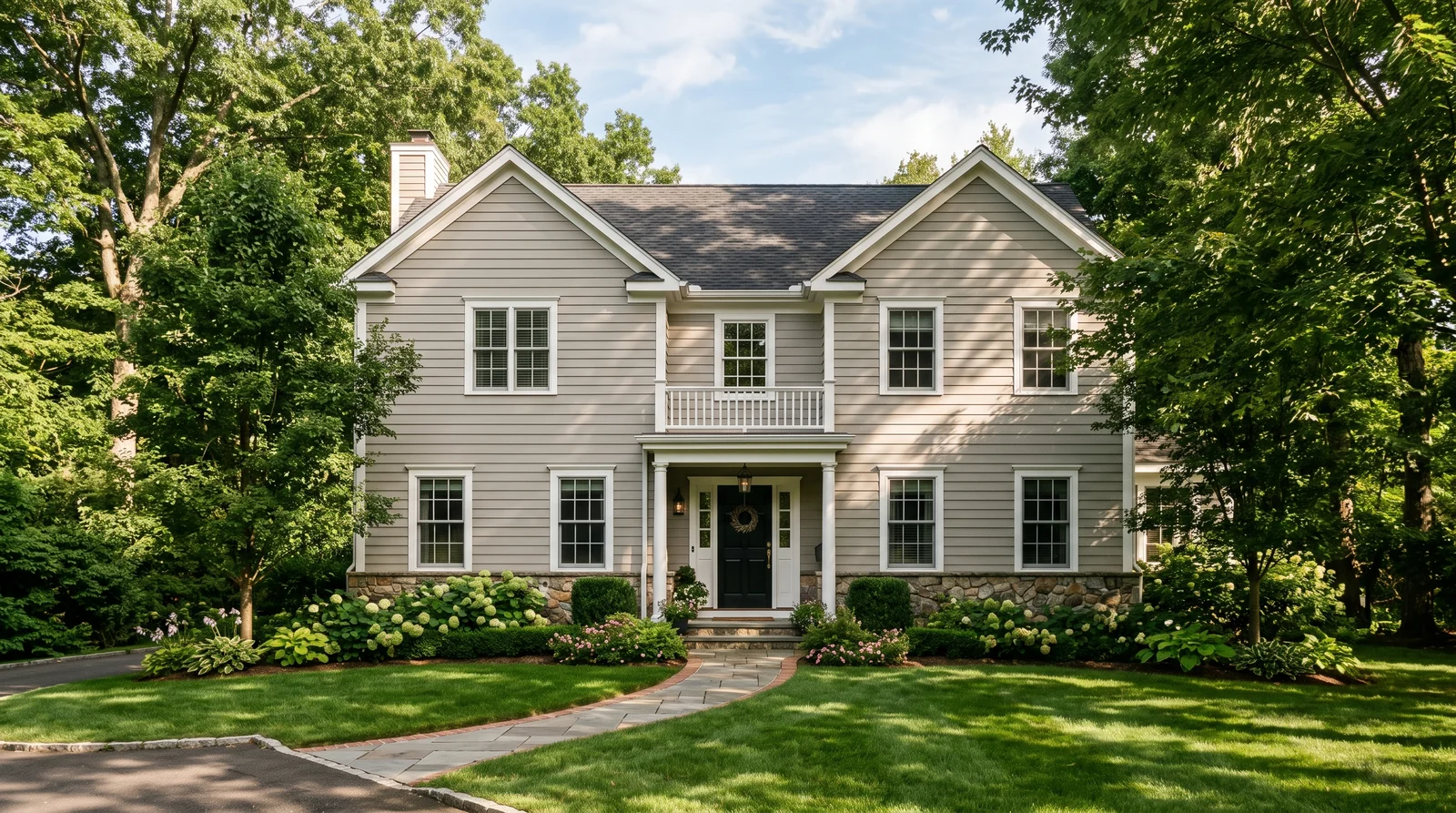 Revere Pewter Transitional — exterior painted in Revere Pewter