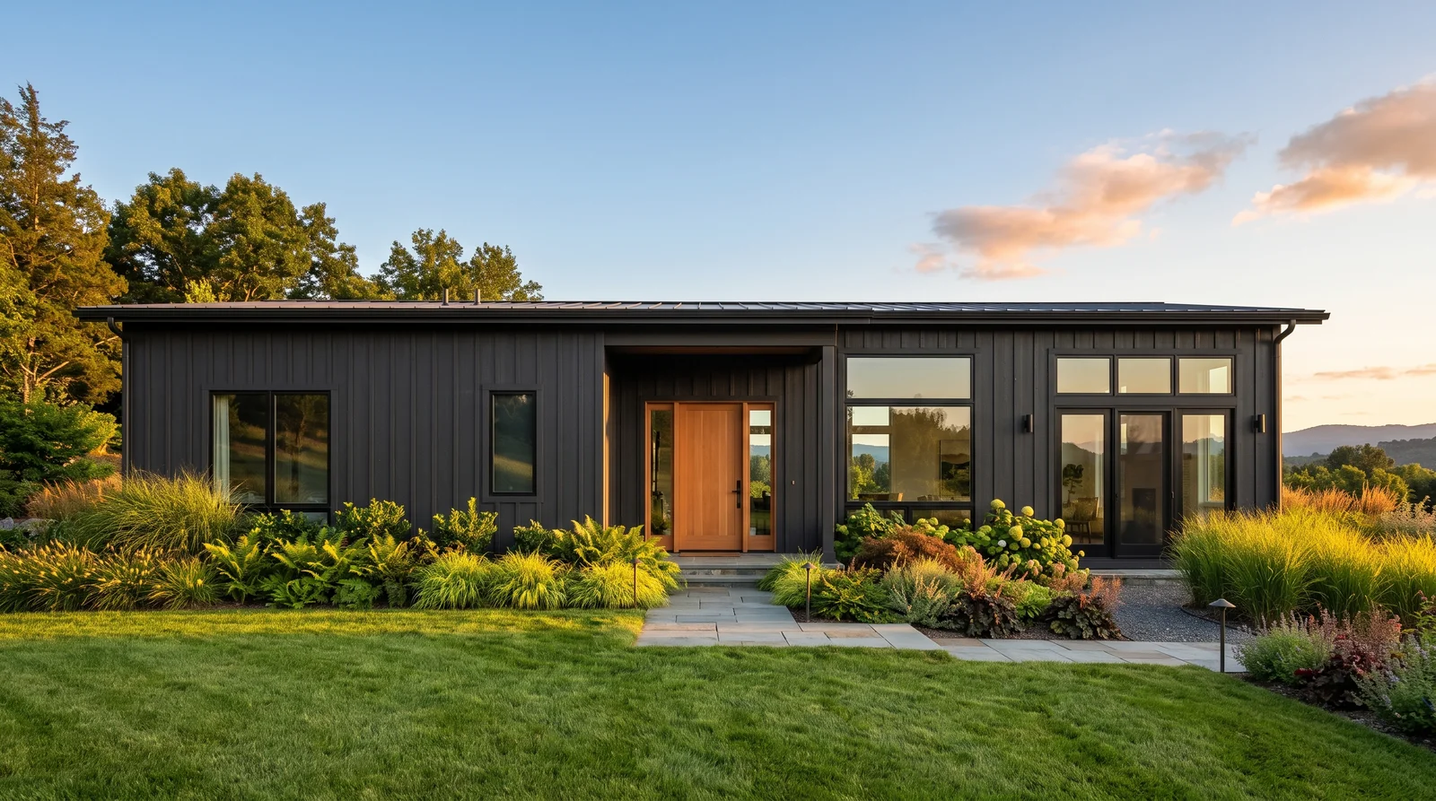 charcoal broken by real wood — trending exterior colors 2026