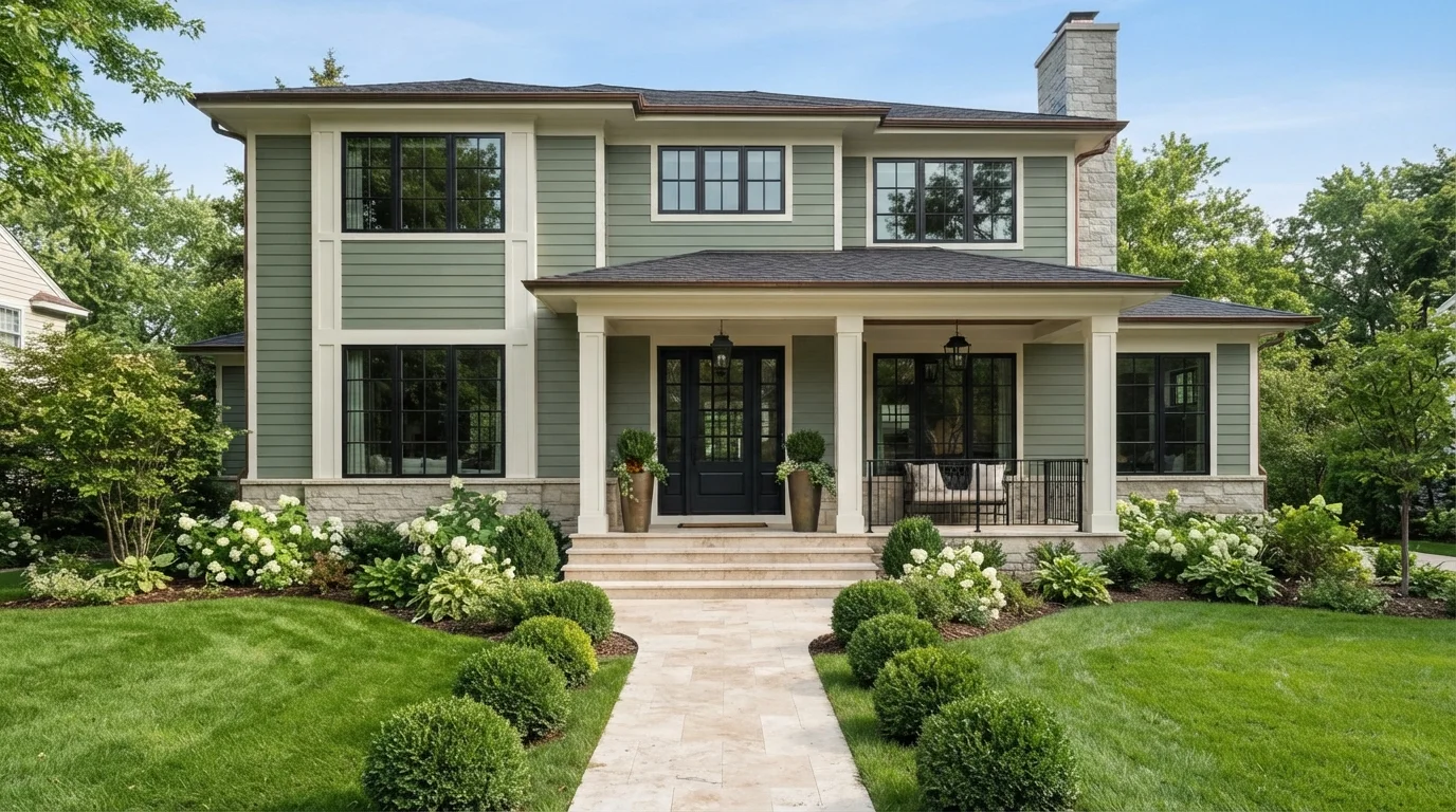 Sage Green Craftsman — green exterior house painted in Cedar Path