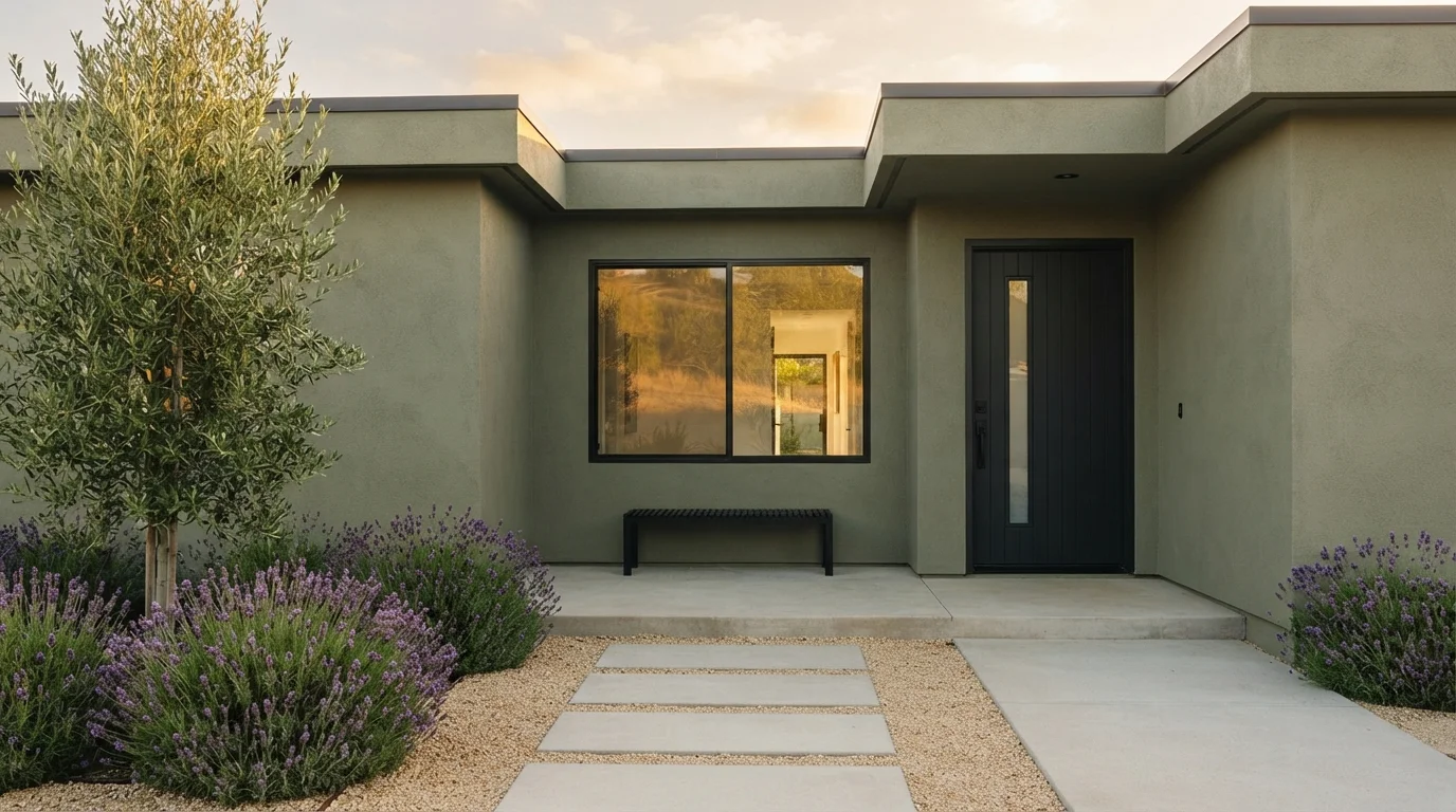 Olive Green Facade — green exterior house painted in Bowling Green