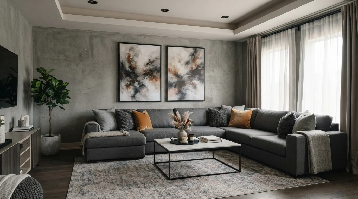 gray family room color idea — Charcoal Linen · Benjamin Moore