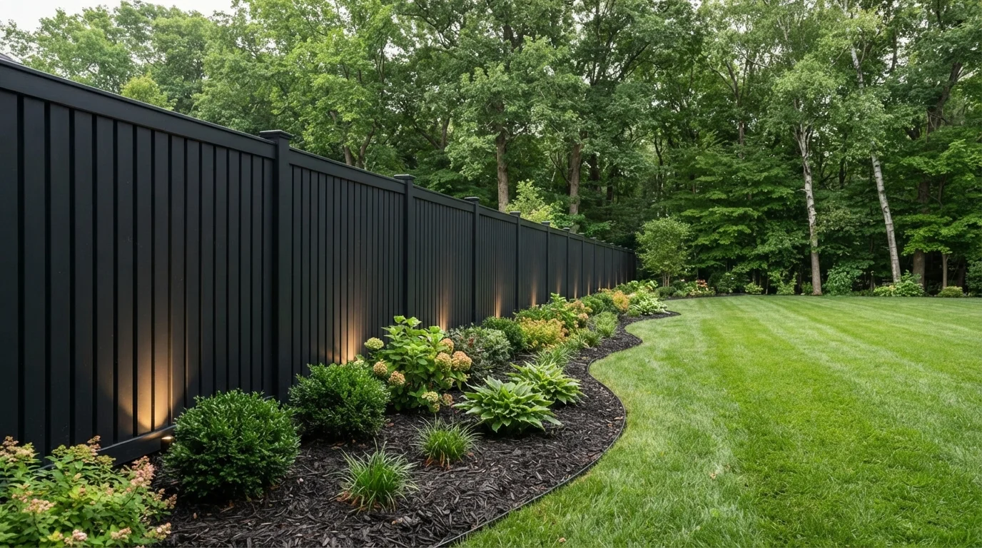 Midnight Garden Boundary — black fence painted in Hocus Pocus