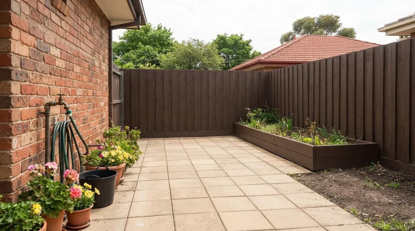 Rich Timber Retreat — brown fence painted in Roasted Coffee