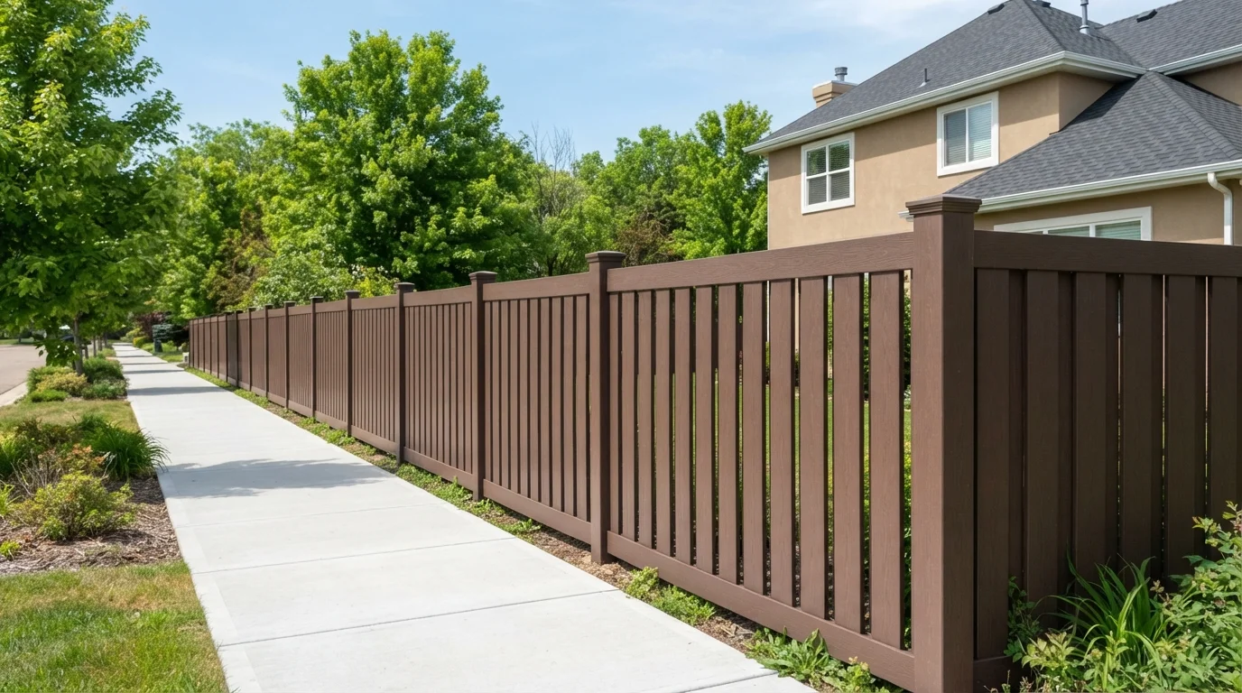 Rich Mocha Perimeter — brown fence painted in Chocolate Sundae