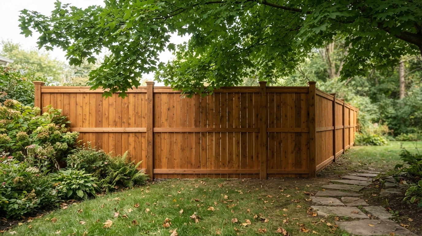 Warm Cedar Enclosure — brown fence painted in Chestnut Stallion
