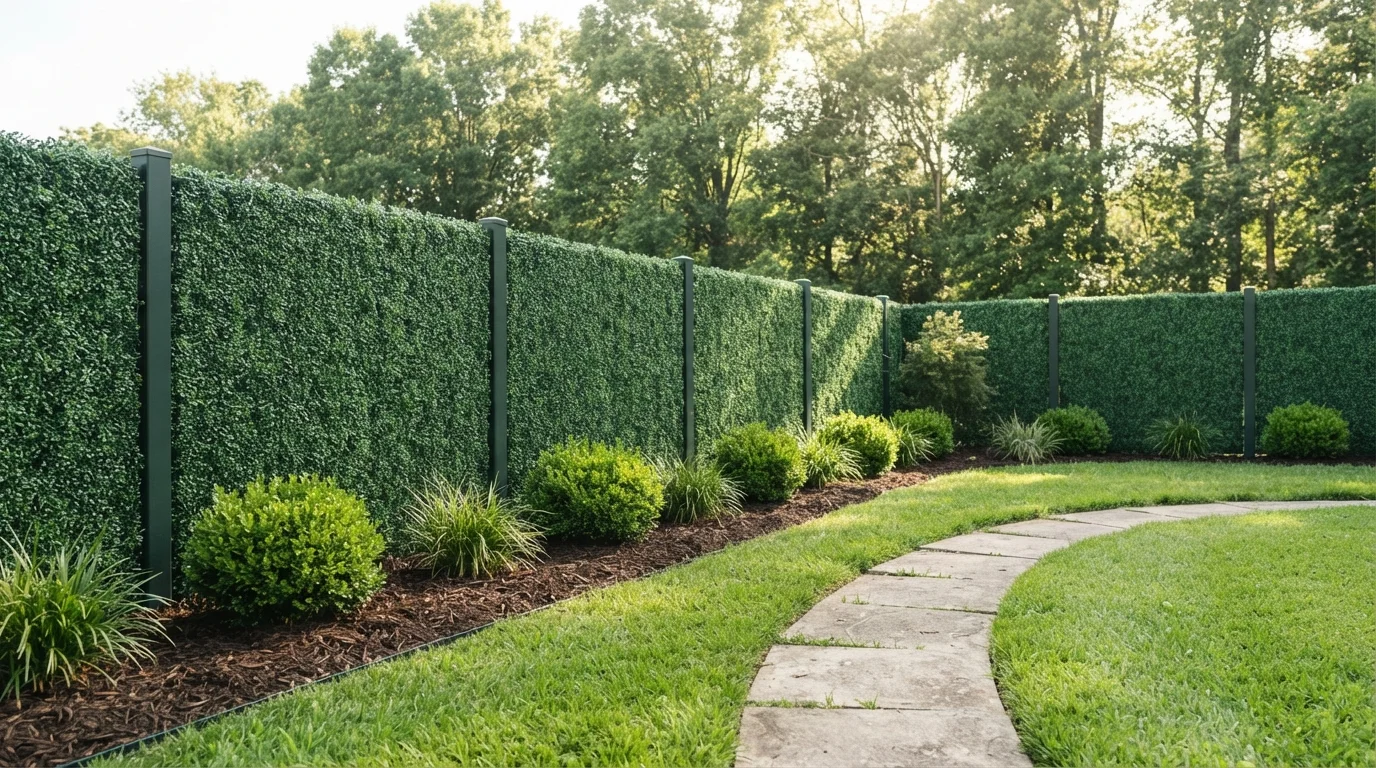 Verdant Privacy Garden — green fence painted in Essex Green