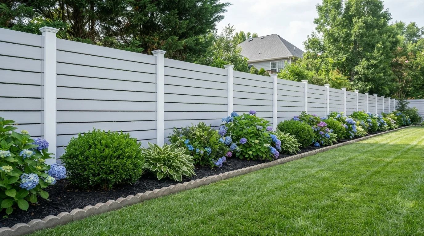 Crisp Perimeter Haven — white fence painted in Lavendar Wisp