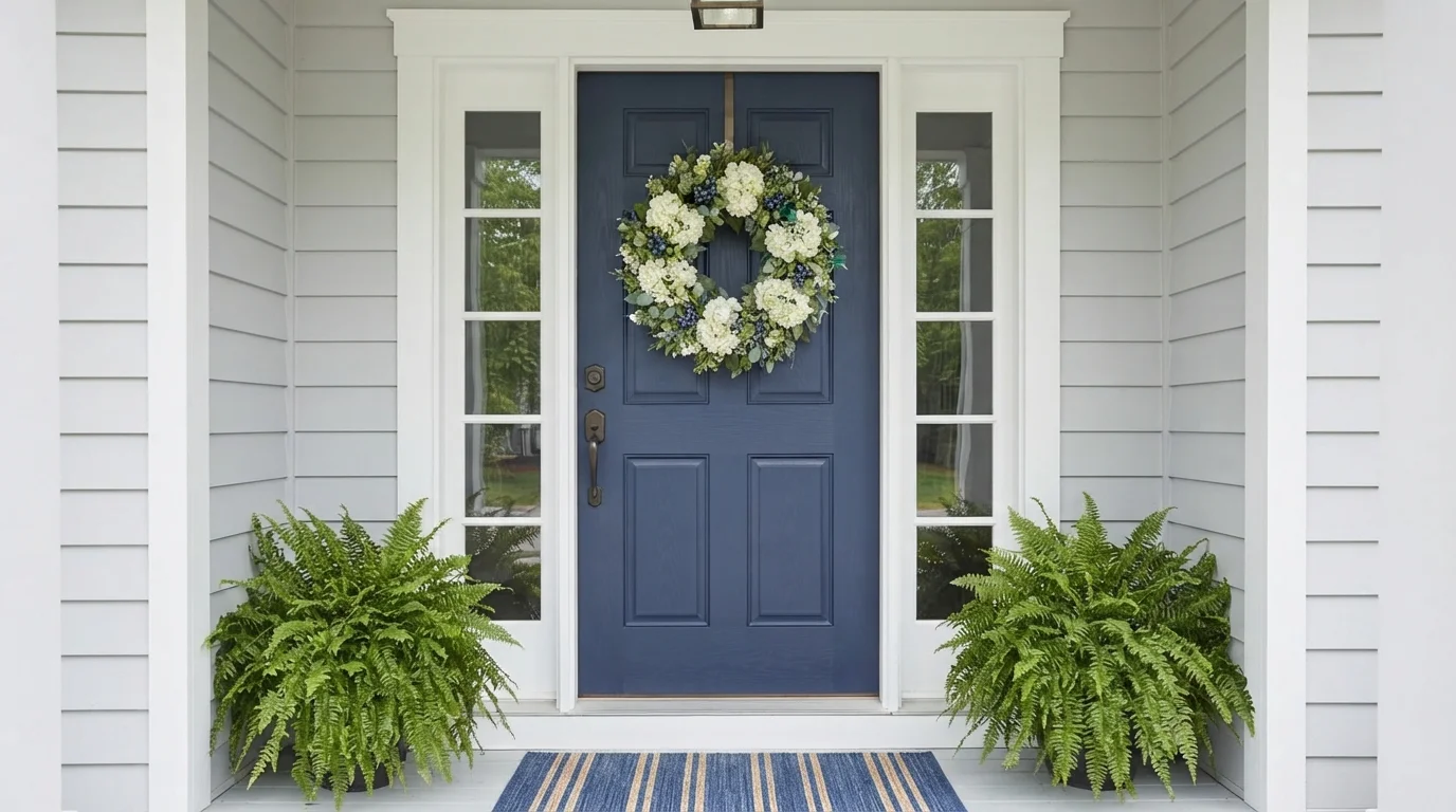Classic Navy Entry — blue front door painted in Jazz Age Blues