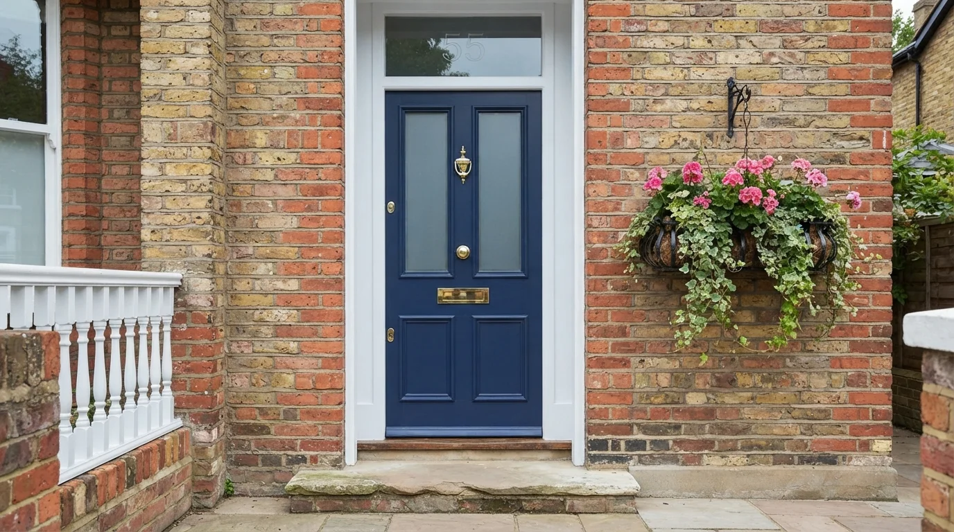 Classic Navy Entryway — blue front door painted in Night Watch