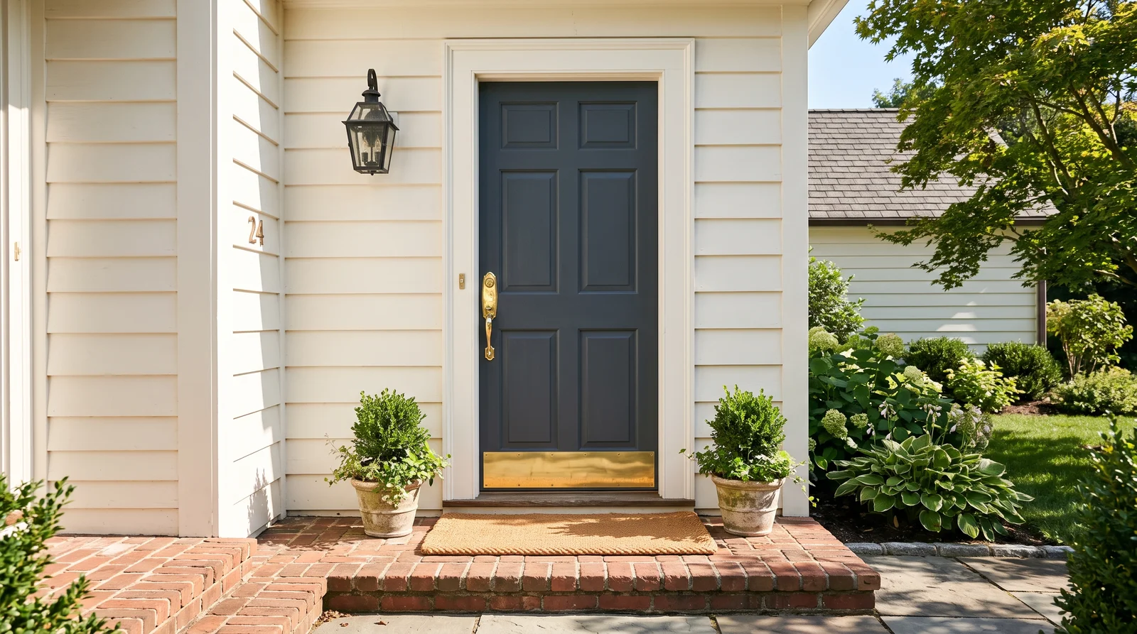 navy as the new neutral — trending front door colors 2026