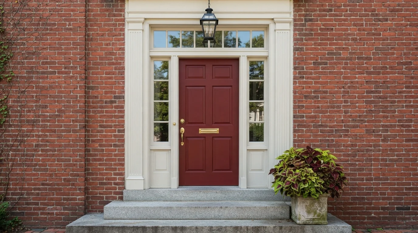 Classic Crimson Welcome — red front door painted in Crimson Red