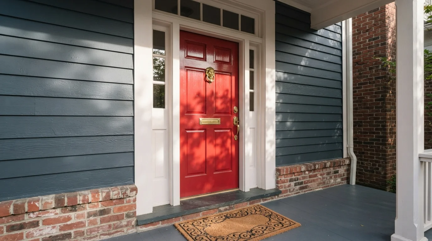 Classic Red Welcome — red front door painted in Red Tomato