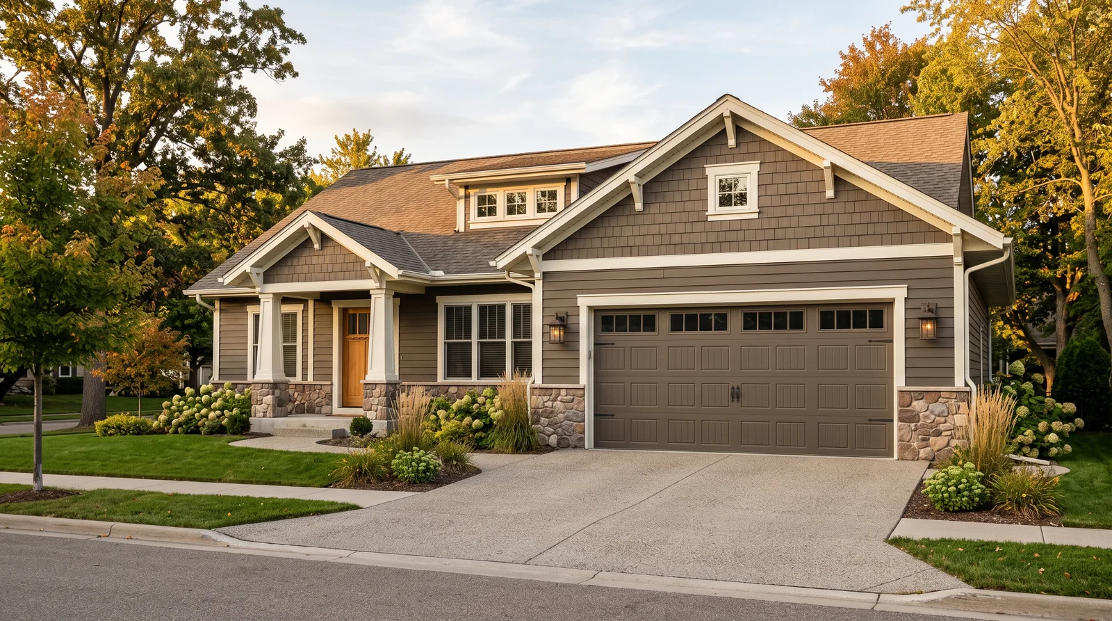warm earthy darks — trending garage door colors 2026