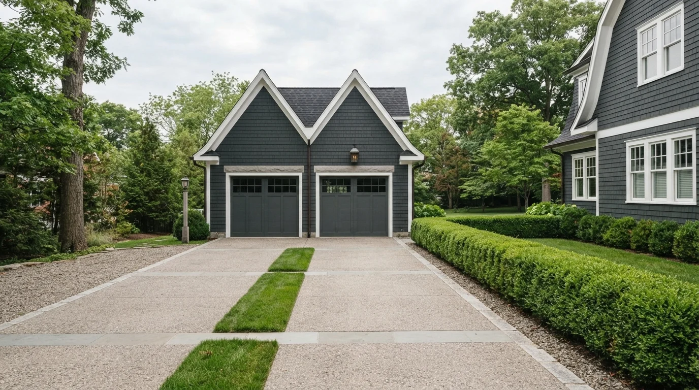 Slate Shingle Haven — gray garage door painted in Chimney