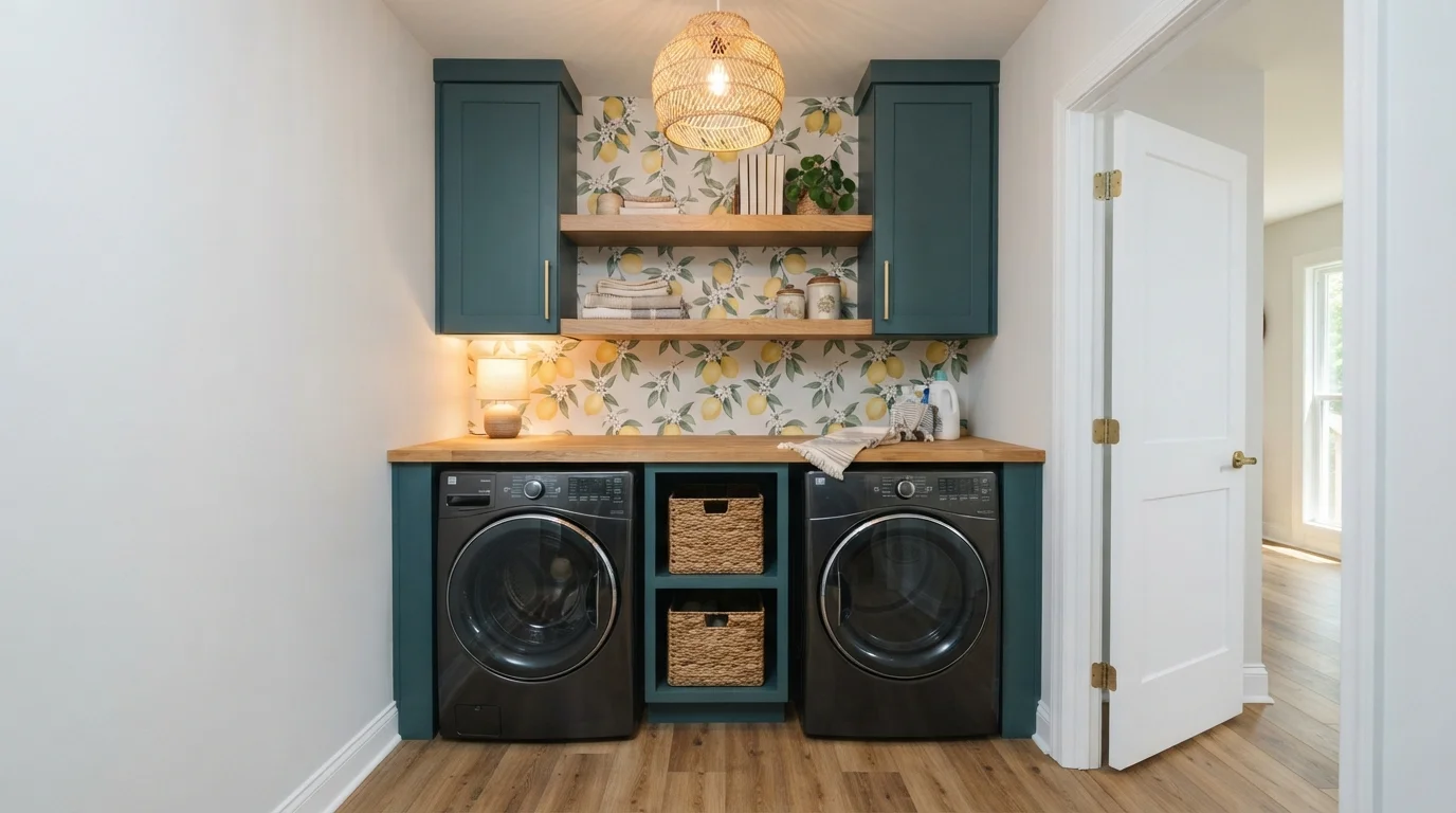 teal laundry room color idea — Eskimo Boot / Elk Skin · Diamond Vogel