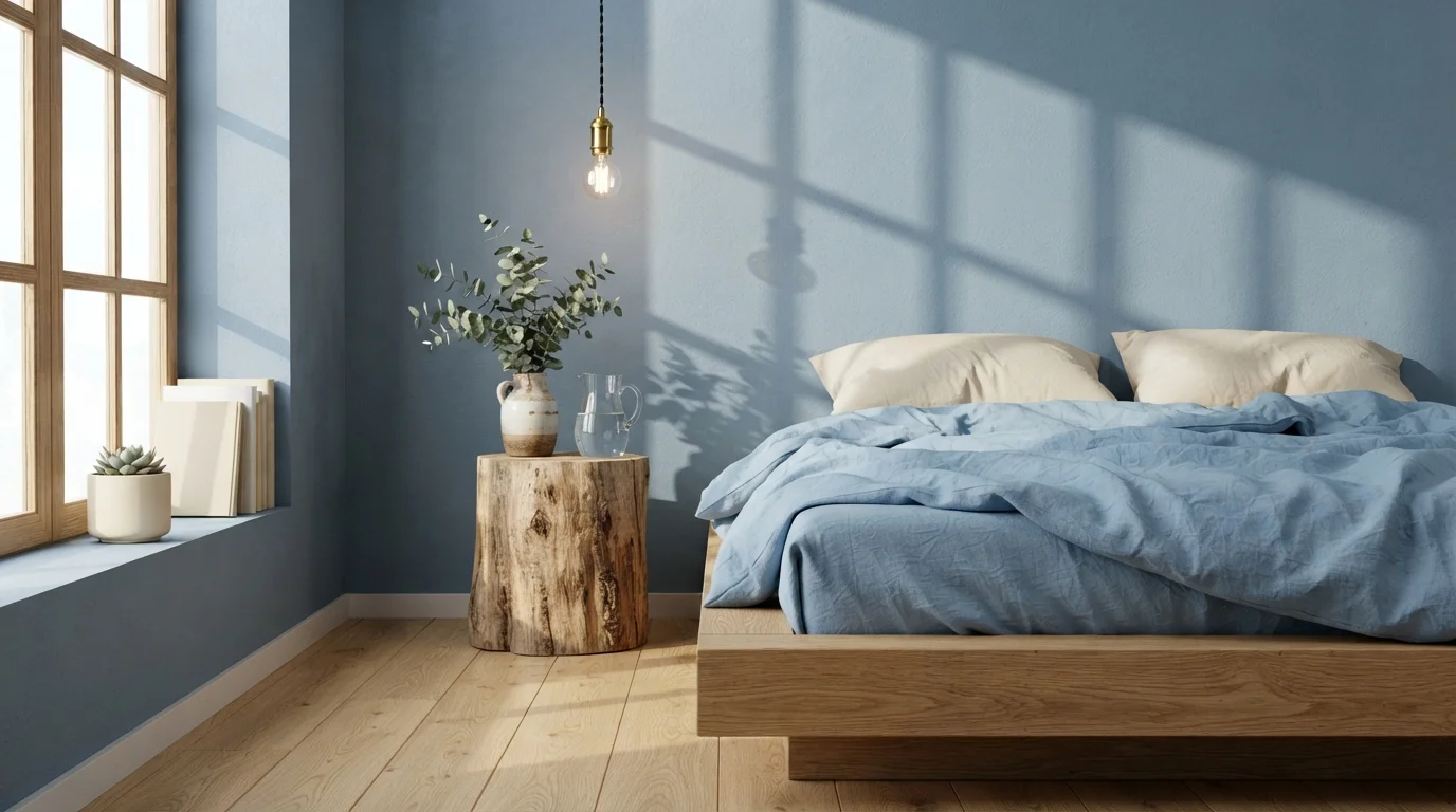 Breezy Coastal Serenity — light blue bedroom painted in Office Blue