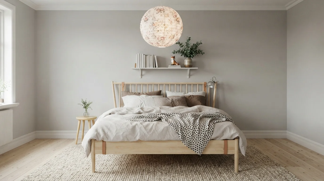 Scandinavian Muted Serenity — light gray bedroom painted in Graycloth