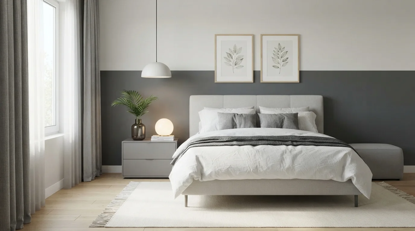 Slate Charcoal Retreat — light gray bedroom painted in Vault