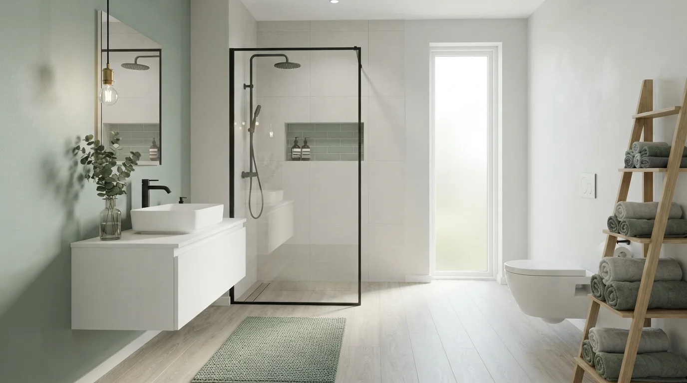 Sage Green Serenity — light green bathroom painted in Tree Lined