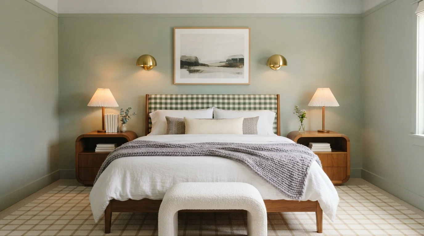 Earthy Sage Sanctuary — light green bedroom painted in Birch Forest