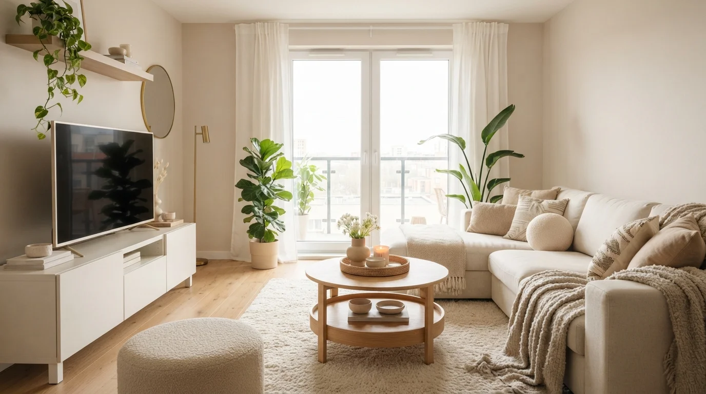 white living room color idea — Sand Dollar · Benjamin Moore