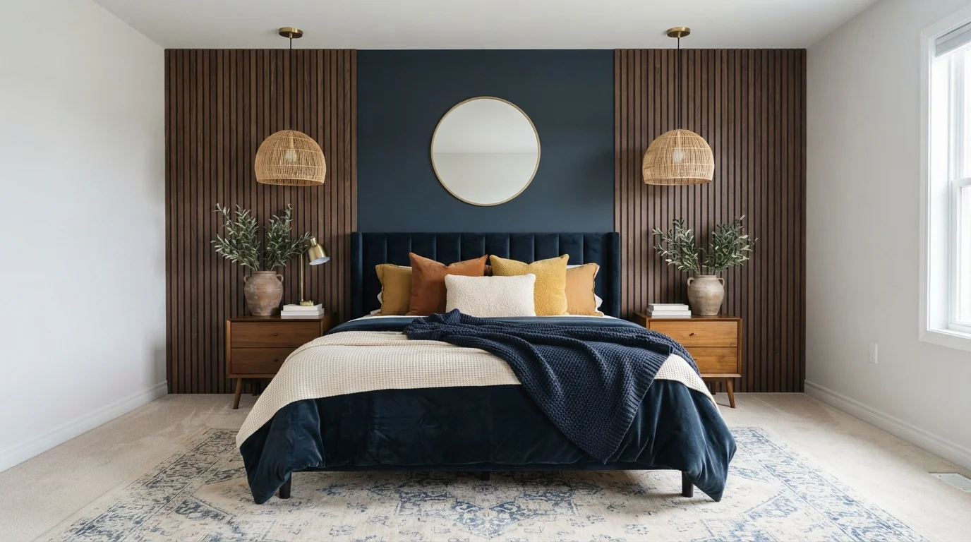 Midnight Velvet Retreat — blue master bedroom painted in Classical Navy