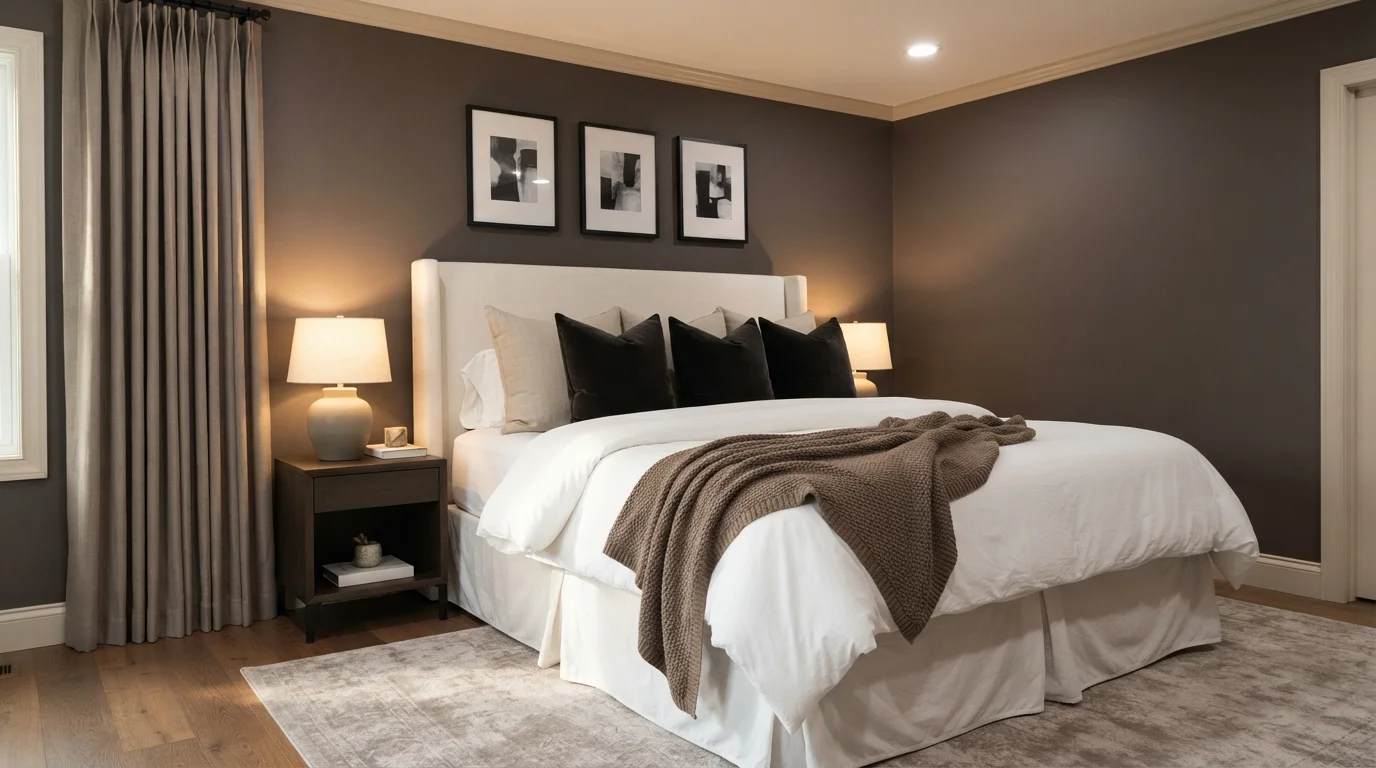brown master bedroom color idea — Tribal Drum · Behr