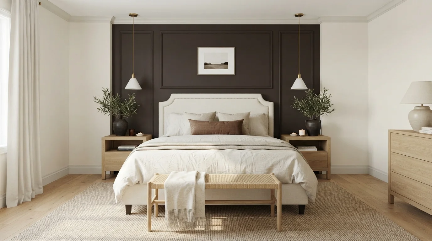Rich Chocolate Retreat — brown master bedroom painted in Brown Velvet