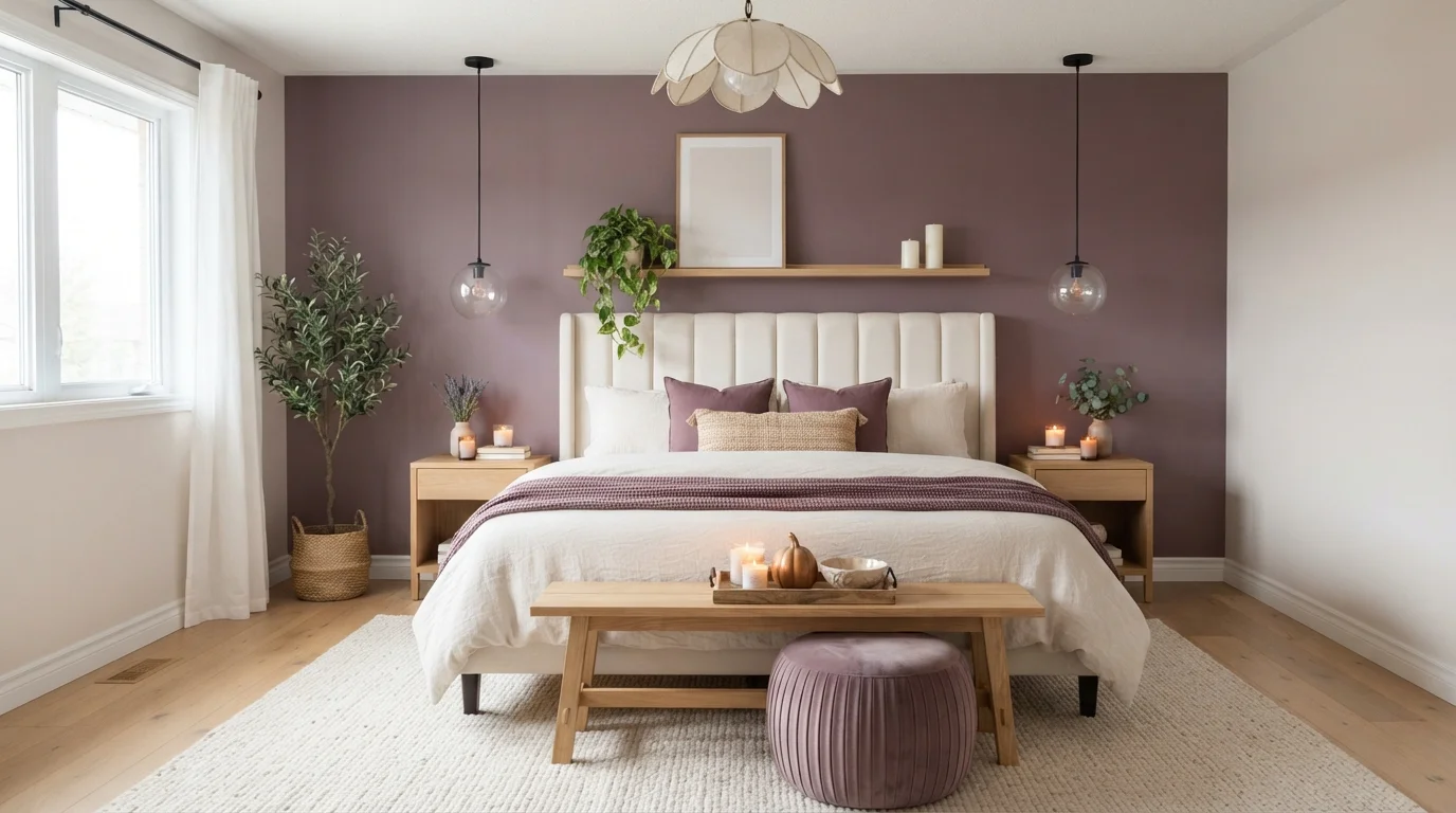 Dusty Plum Serenity — purple master bedroom painted in Grape Harvest