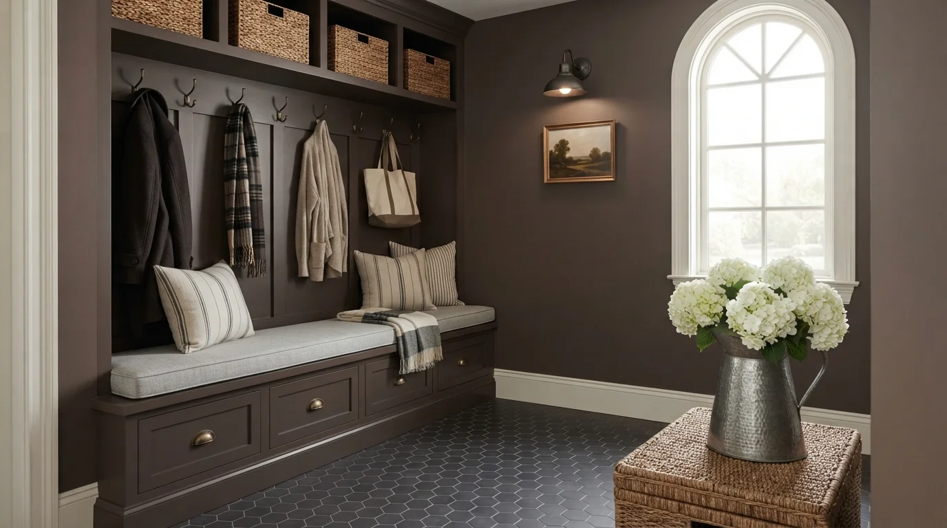 brown mudroom color idea — Burnt Tile · Valspar