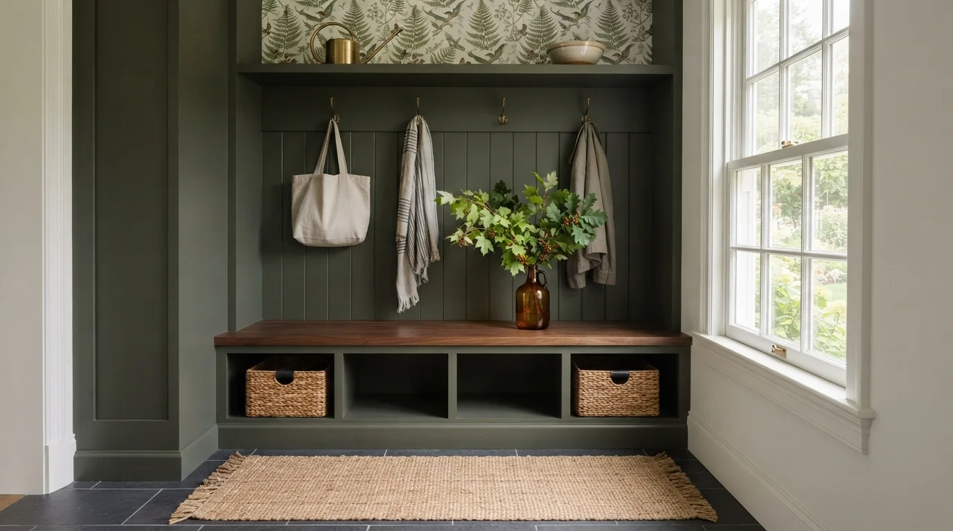 green mudroom color idea — North End · Backdrop