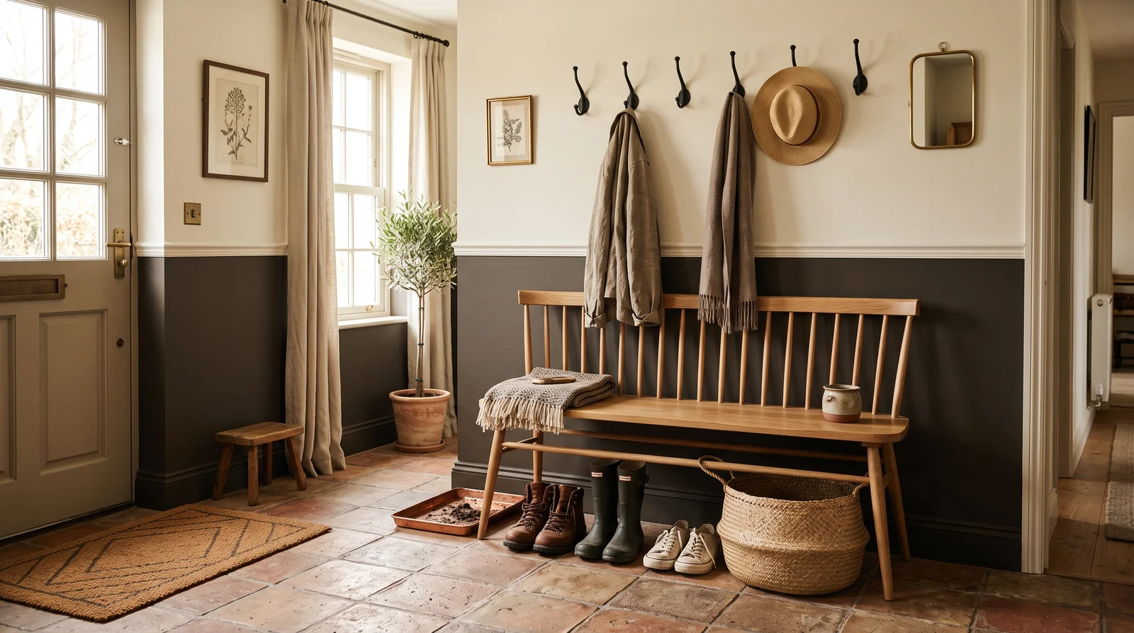 dark lower two-tone — trending mudroom colors 2026