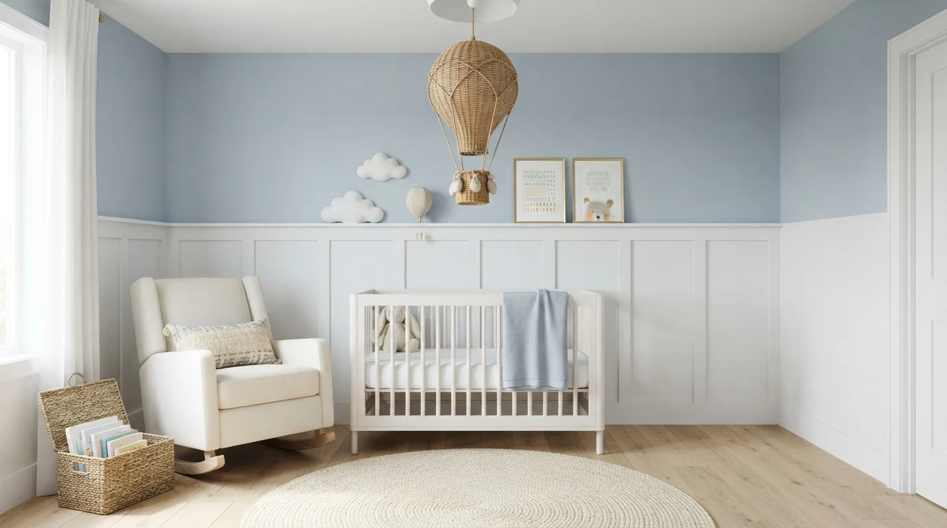 Powder Sky Nursery — blue nursery painted in Denim Light