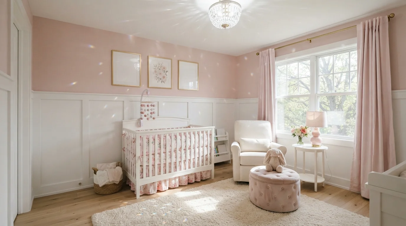 Blush Floral Nursery — pink nursery painted in Fantastic Pink