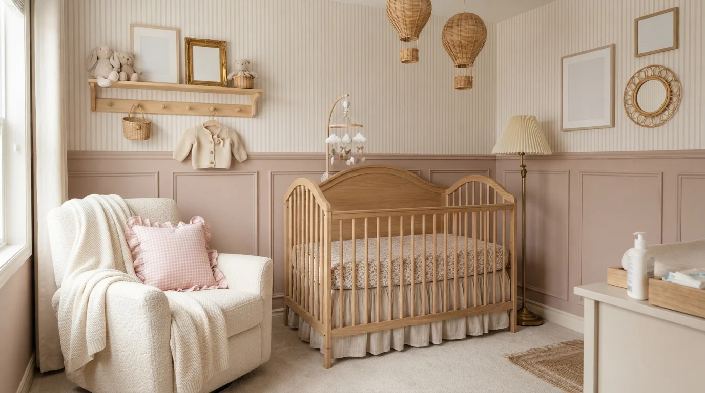 Vintage Blush Nursery — pink nursery painted in Floral Arrangement