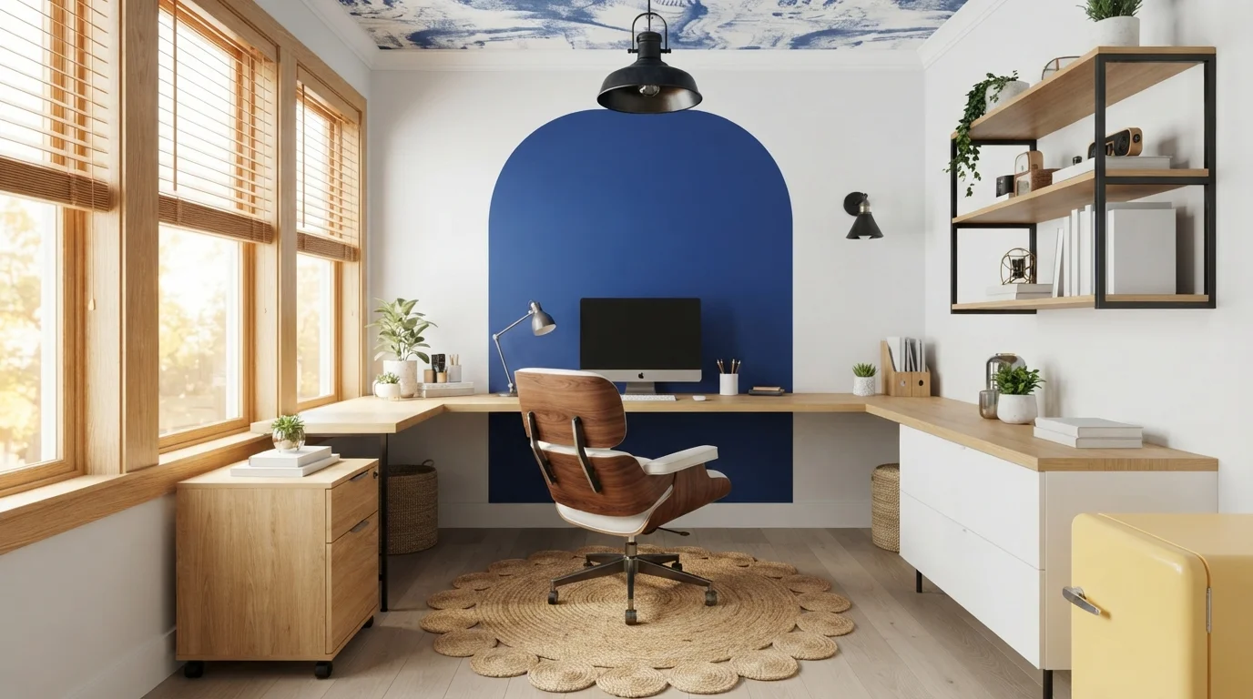 Cobalt Studio Energy — blue home office painted in Daring Indigo