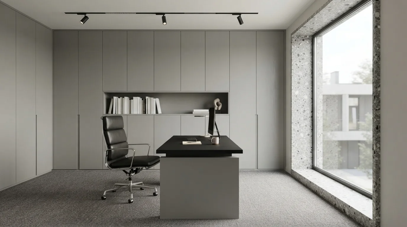 Architectural Fog Study — gray home office painted in Grayve-Yard