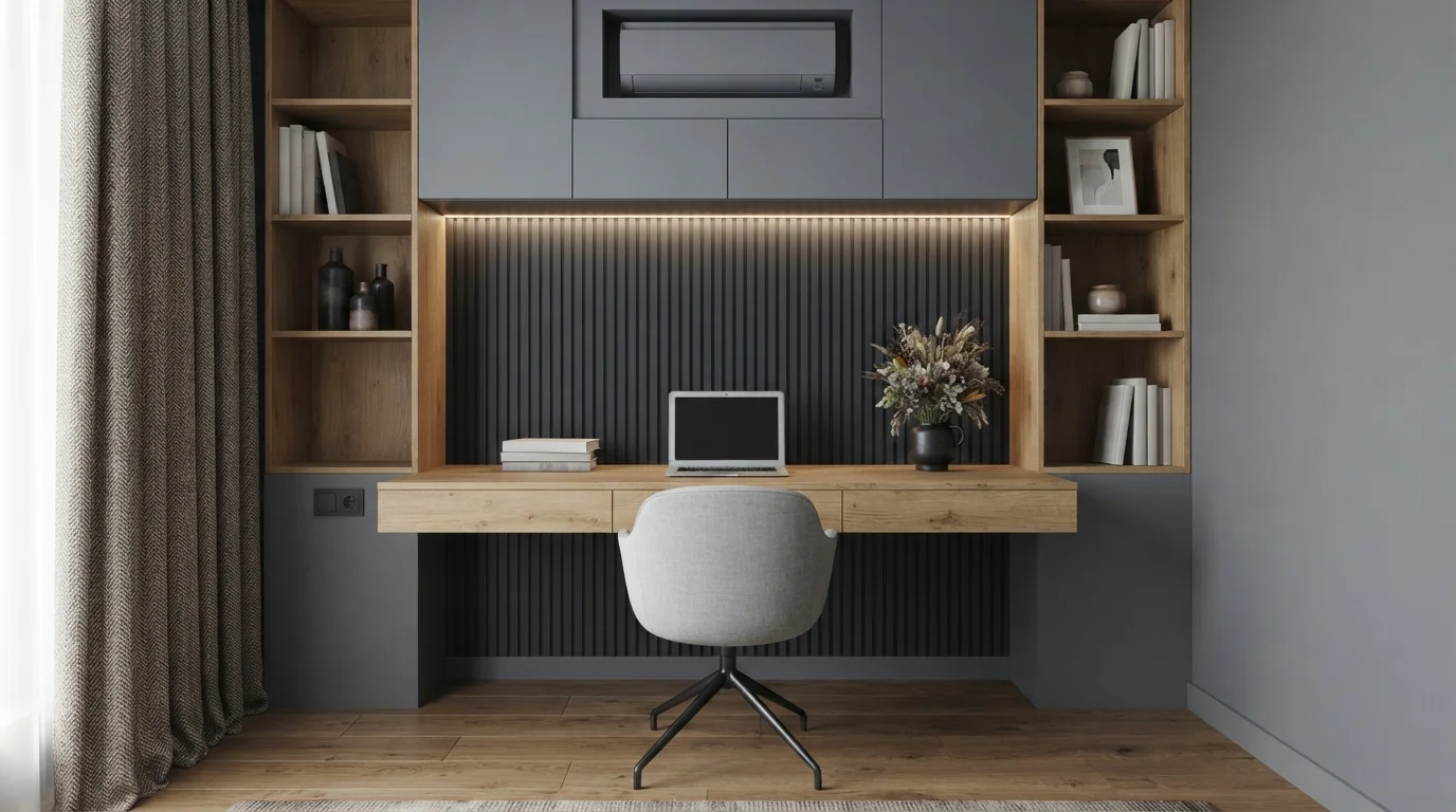 Slate and Charcoal Study — gray home office painted in Tarnished Silver