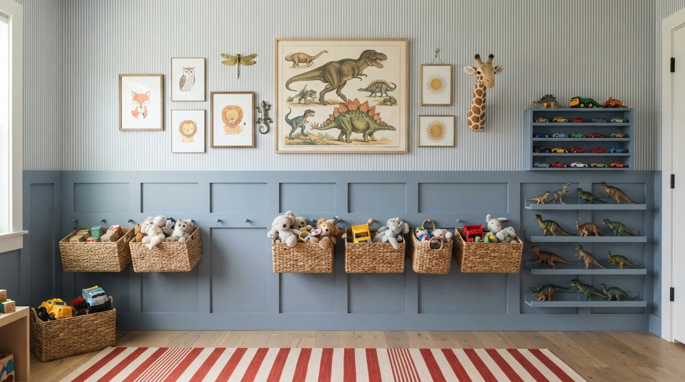 Dusty Blue Playroom — blue playroom painted in Indigo Dreams