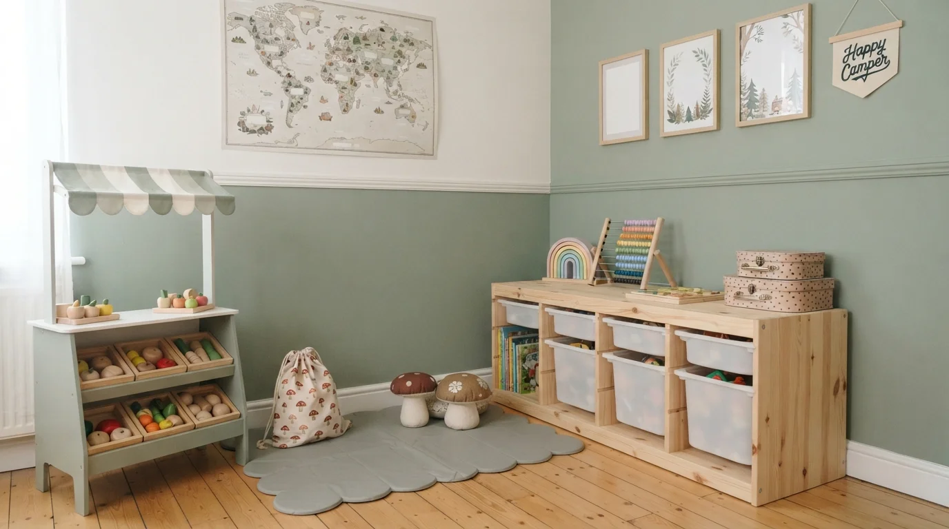 Woodland Sage Playroom — green playroom painted in Summer's Day