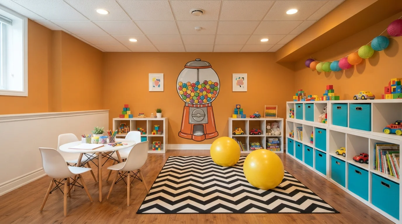 Golden Sun Playroom — orange playroom painted in Sunlit Topaz