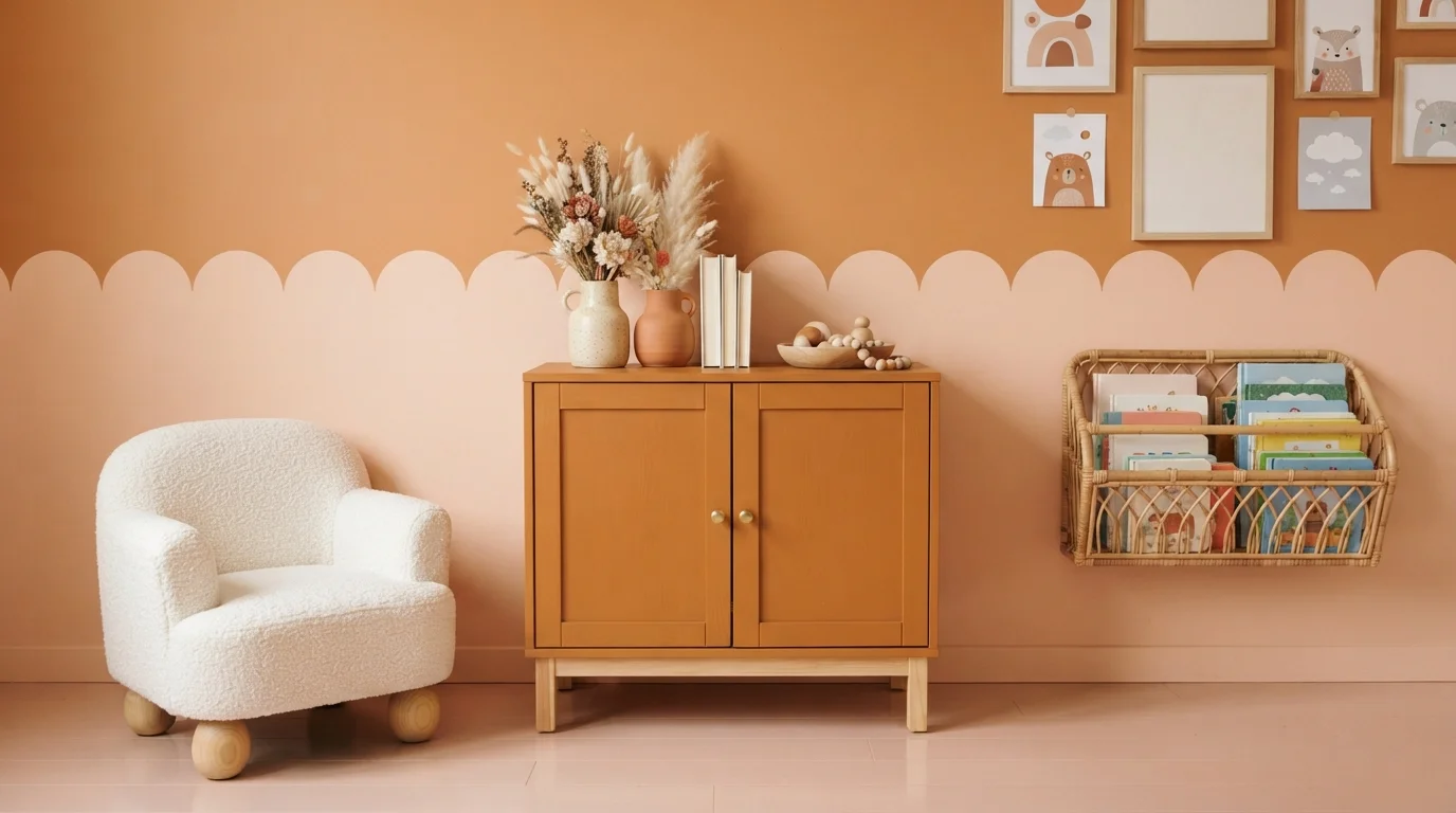 Sunlit Apricot Nook — orange playroom painted in Tango