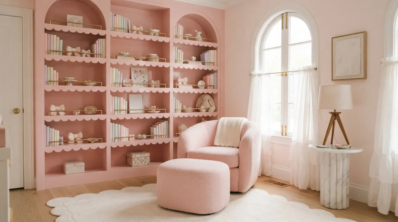 pink playroom color idea — White Peach · Behr