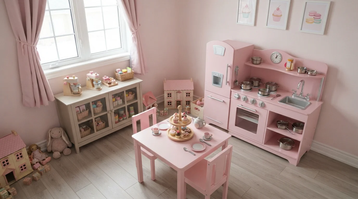 Pastel Sugar Playroom — pink playroom painted in Pink Bliss
