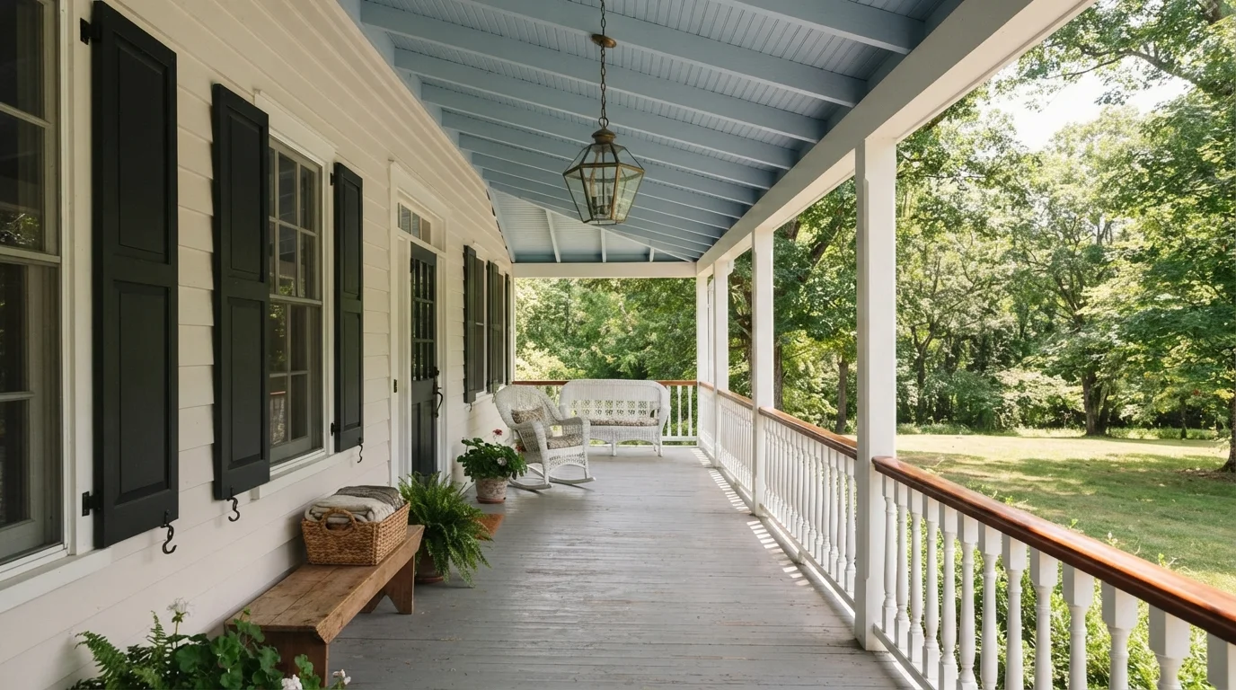 Haint Blue Porch — blue porch ceiling painted in Ridge View