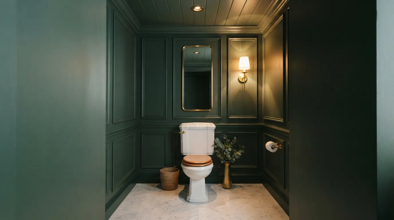 green powder room color idea — Essex Green · Benjamin Moore