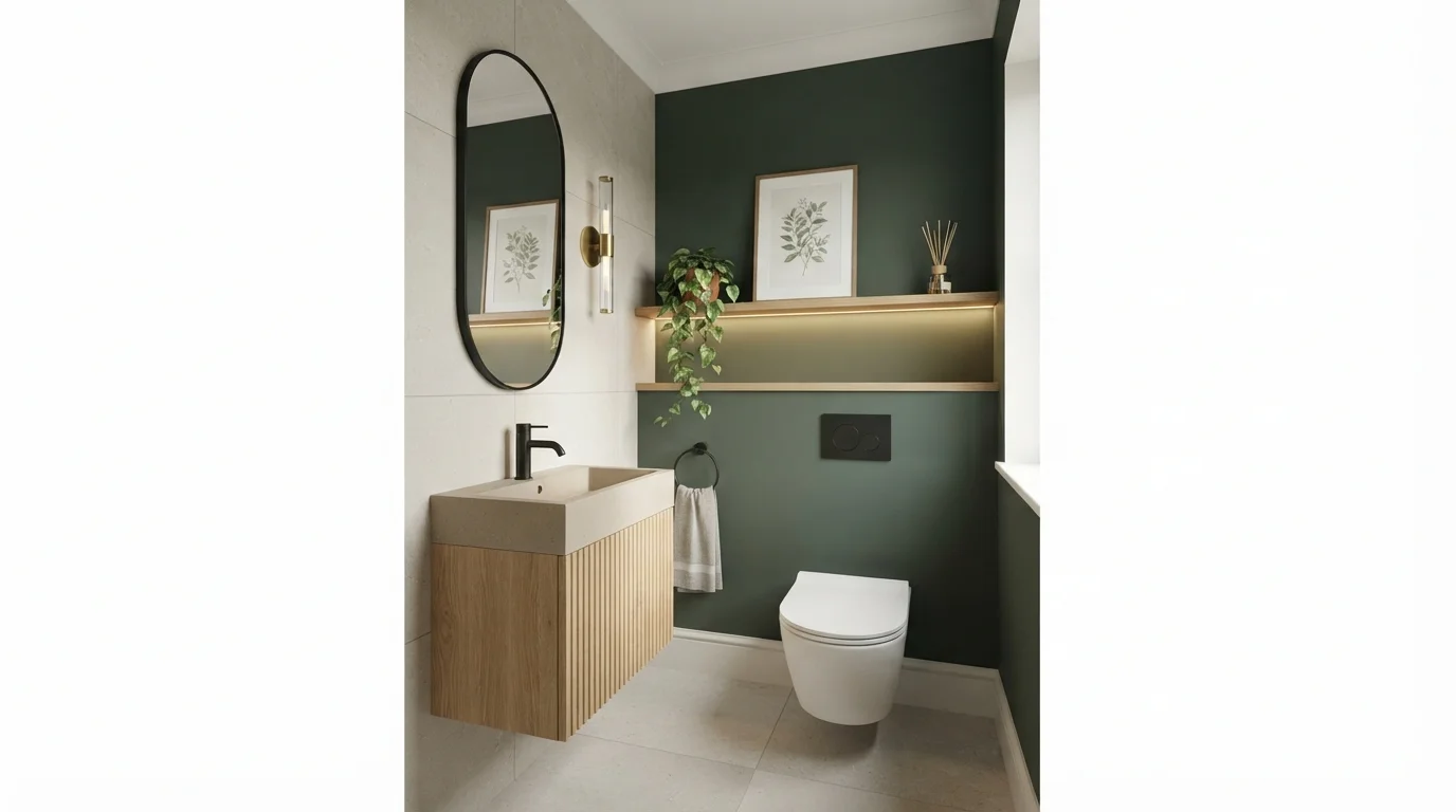 Forest Green Oasis — green powder room painted in Lush Grass