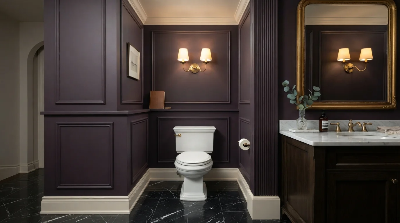 purple powder room color idea — Dark Purple · Benjamin Moore