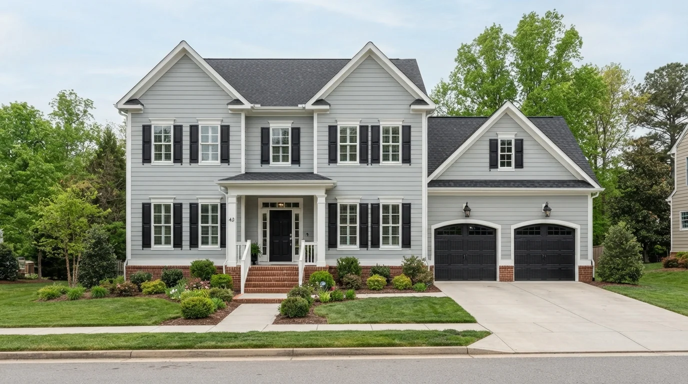 Classic Slate Contrast — gray shutters painted in Crestline