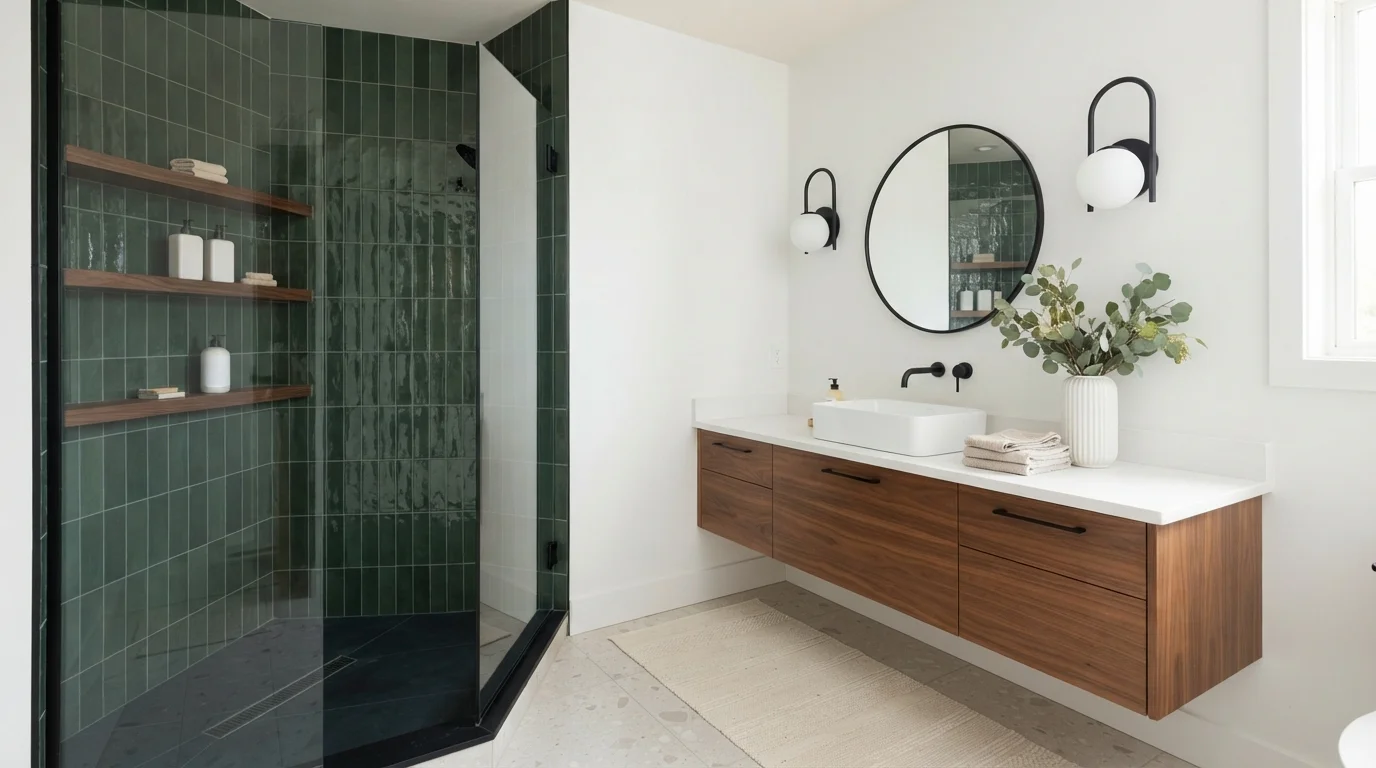Crisp White Forest Retreat — small bathroom painted in Luster White